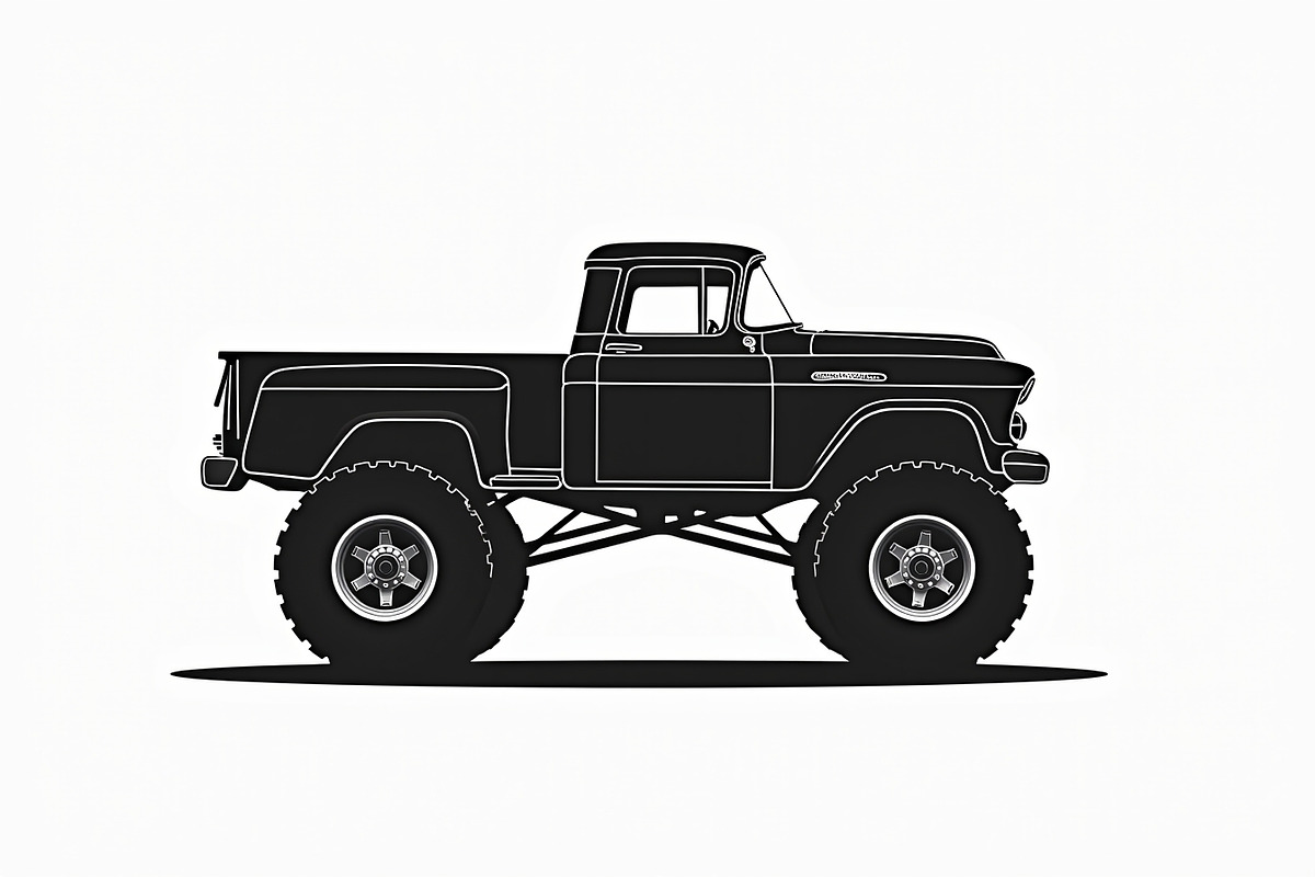 Big Wheel Truck Line Drawing, an Illustration by musafir_fashion (Photo 2 of 9)