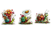Whimsical Daisy Snail Clipart, a Seasonal Illustration by Daily.Designs (Thumbnail 4 of 4)
