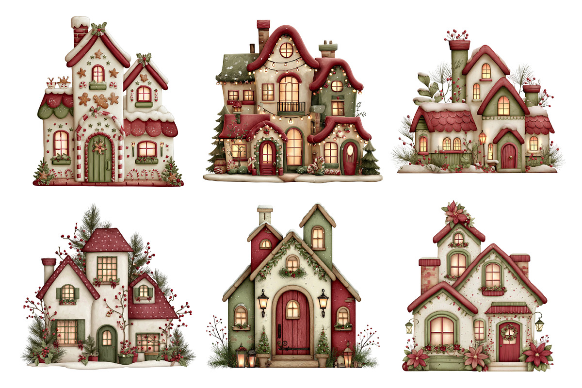 Whimsical Christmas House Clipart, a Seasonal Illustration by Creative Art (Photo 7 of 7)