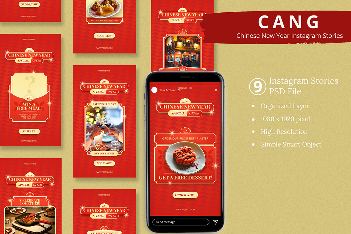 Chinese New Year Instagram & Canva, a Social Media Template by Attype (Photo 1 of 4)