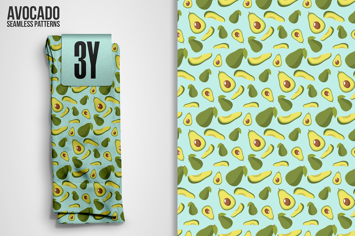Avocado Seamless Patterns, a Pattern Graphic by 3Y_Design (Photo 5 of 6)