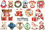 Baby's 1st Christmas Clipart, an Illustration by Pixels.Craft (Thumbnail 1 of 7)