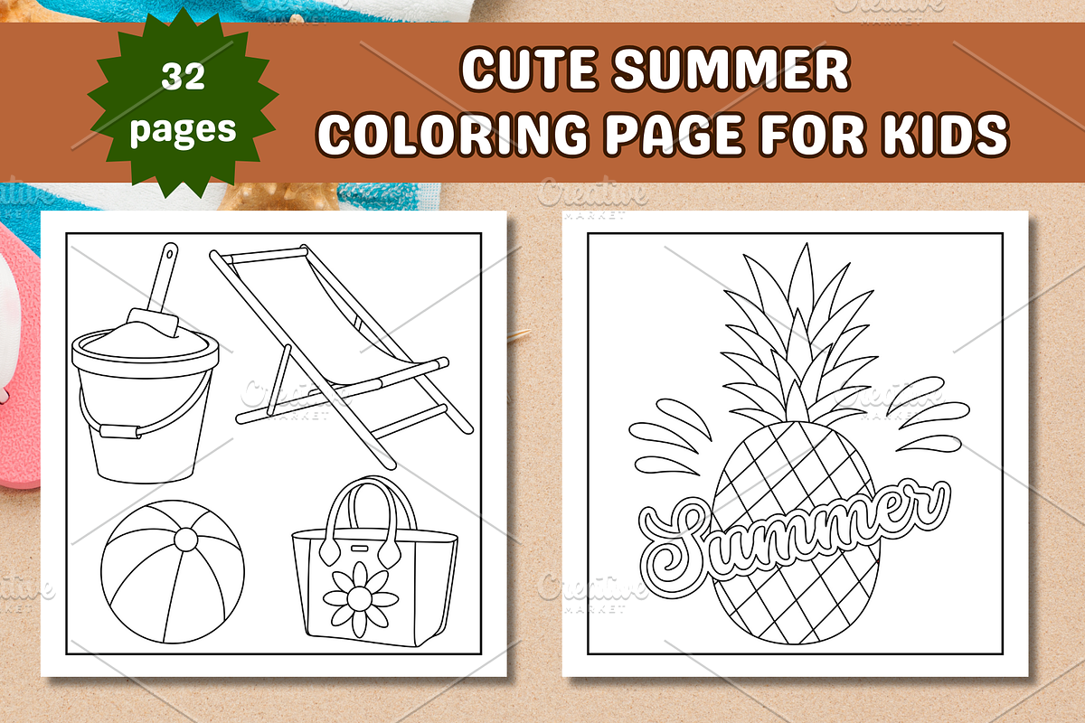 Cute Summer Coloring Page, a Seasonal Illustration by Salaly (Photo 4 of 6)