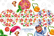 Watercolor elements of PIZZA, a Food Illustration by Olha Kalyta (Thumbnail 4 of 6)