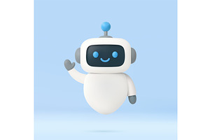 3d Happy robot. 3d ai character, a Technology Illustration by ModVector