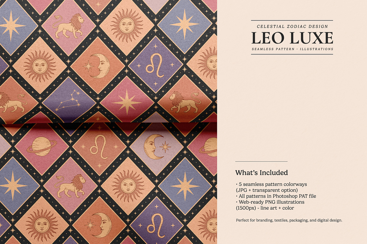 Leo Luxe - Pattern and Illustrations, a Pattern Graphic by Dina Mae (Photo 6 of 11)