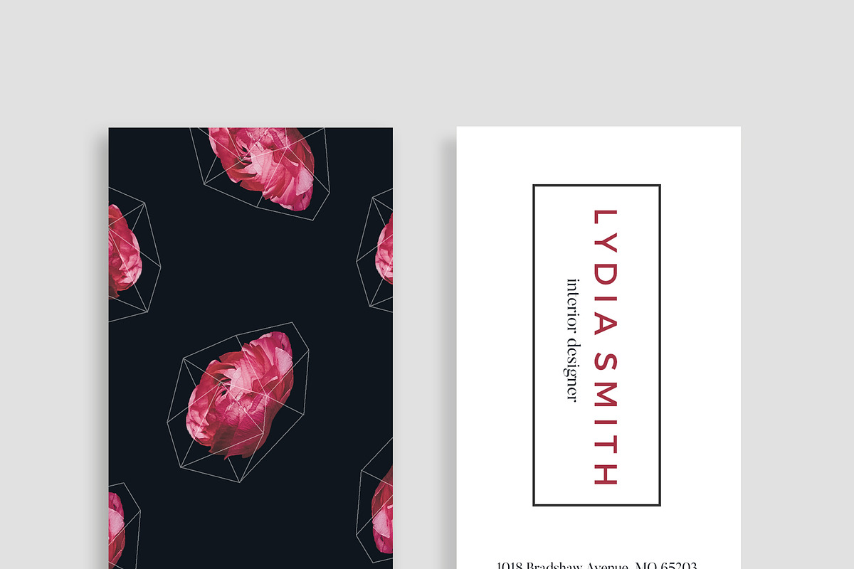 Ranunculus & Geometry Business Card, a Business Card Template by Glowing Pieces (Photo 1 of 4)