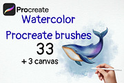 Watercolor Procreate Brushes, a Brush Add-On by Elatedowl (Thumbnail 1 of 6)