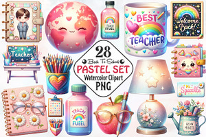 Pastel school clipart Back to school, an Illustration by RobertsArt