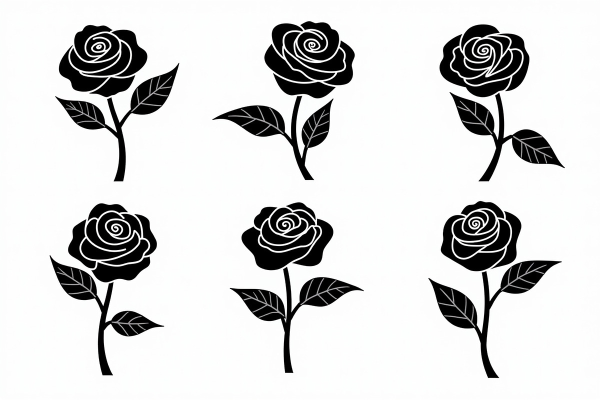 set of vector roses silhouettes, an Illustration by Amazin_art (Photo 3 of 17)
