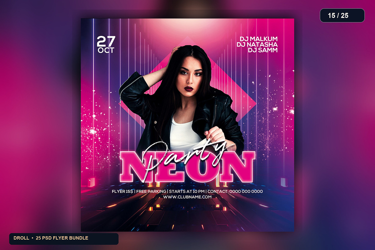 25 Nightclub Party Flyer PSD Bundle, a Flyer Template by Flyer Arts (Photo 18 of 29)