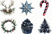 Watercolor Gothic Christmas Clipart, an Illustration by Black Bird Studio (Thumbnail 3 of 6)
