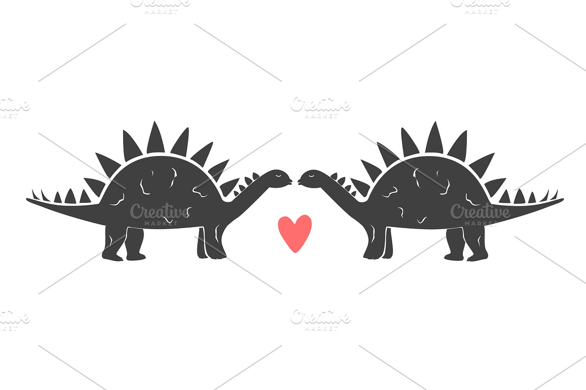 Cartoon stegosaurus dinosaur in love, an Animal Illustration by Toltemara