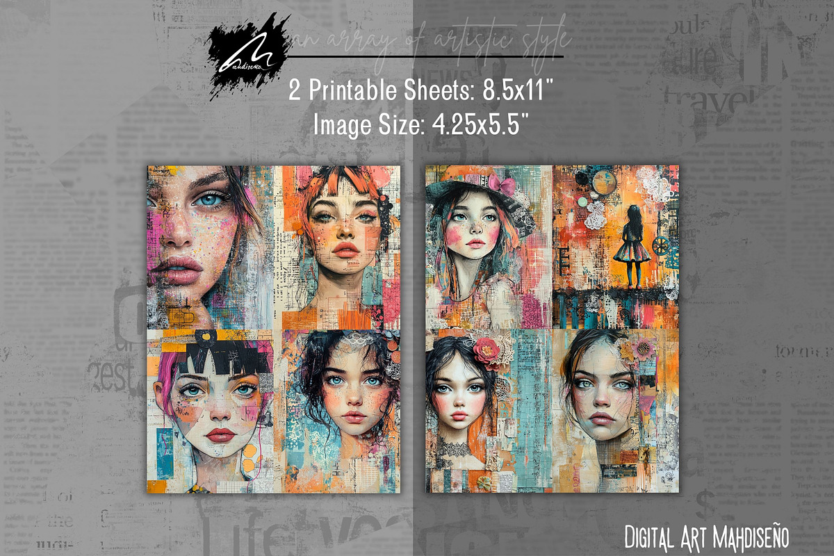 Mixed Media Girl, Lace Journal Pages, a Person Illustration by Digital Art Mahdiseño (Photo 5 of 10)