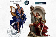 Legendary Greek heroes Clipart set, a Person Illustration by ThatsDesignArt (Thumbnail 10 of 10)