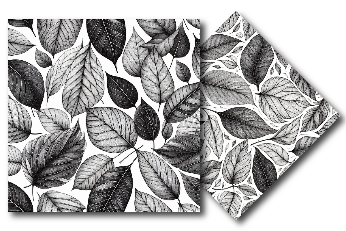 Intricate Black and White Leaf Seaml, an Illustration by DreamPrint404 (Photo 3 of 5)