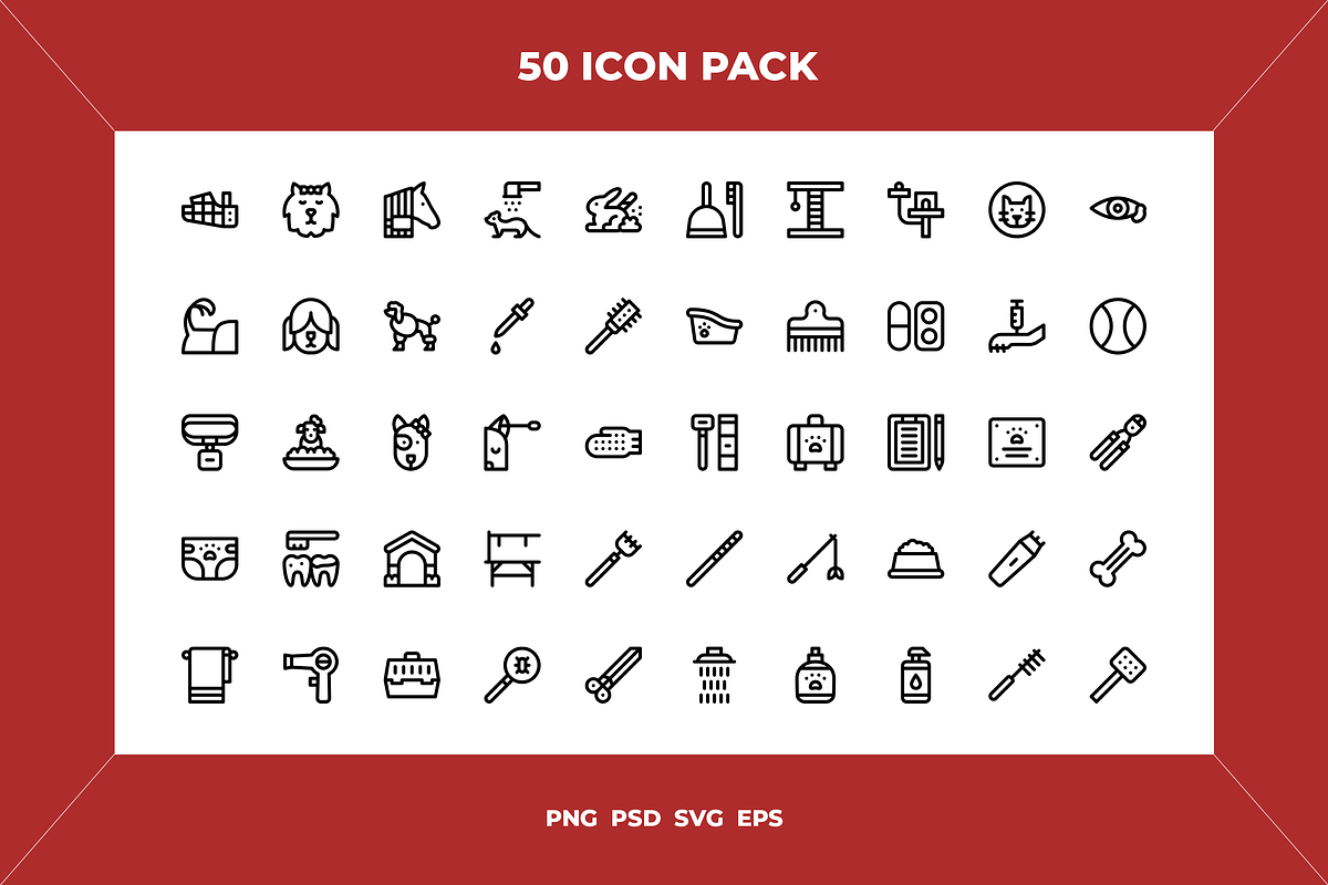 Pet grooming icons, an Outline Icon by Wencory (Photo 1 of 2)