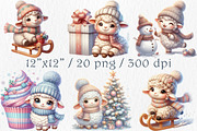 Cute Christmas Sheep Clipart, a Seasonal Illustration by GalaDesign03 (Thumbnail 2 of 6)