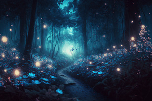 Fantasy Forest At Night, Magic