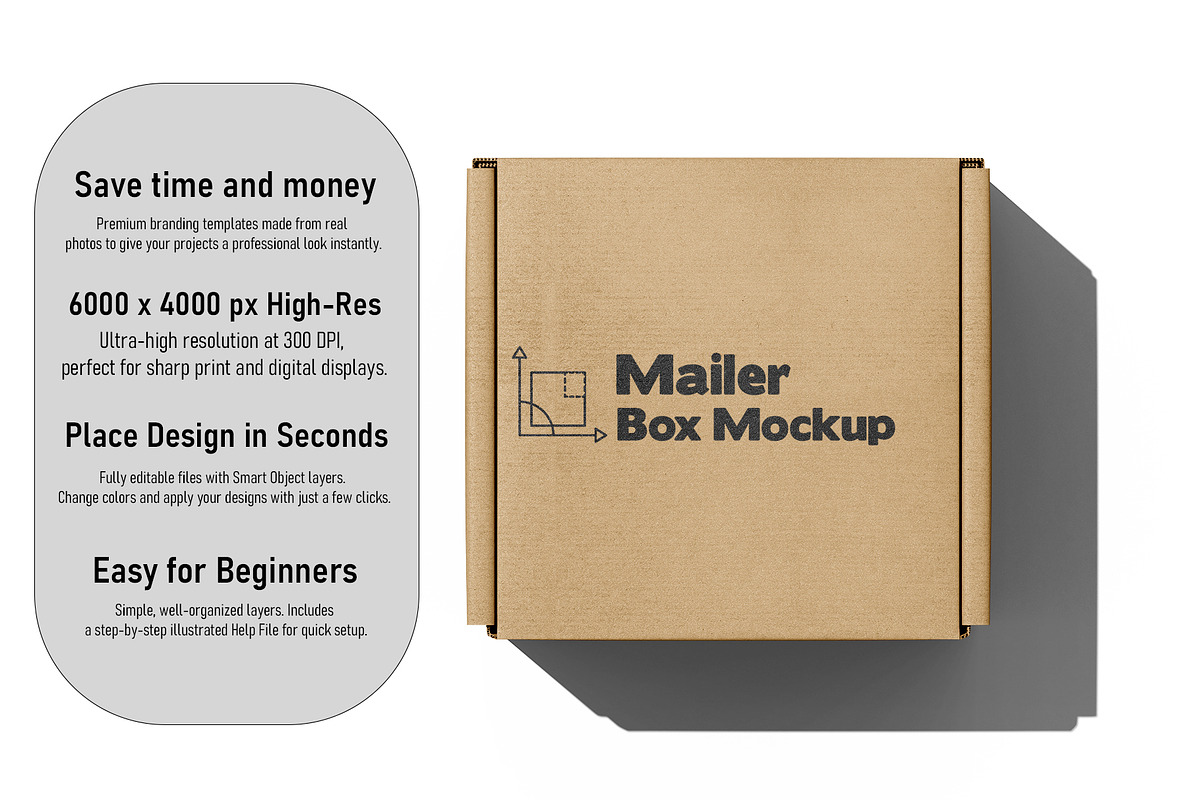 Square Kraft Mailer Box Mockup Set, a Packaging Mockup by pixelmock (Photo 3 of 16)