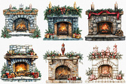 Christmas Fireplace Clipart, an Illustration by Canvas Craft (Thumbnail 2 of 8)