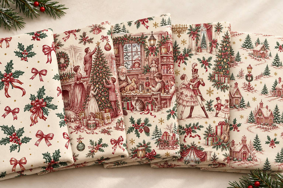 Vintage Holiday Toile Pattern Bundle, a Pattern Graphic by Olya Creative (Photo 3 of 31)