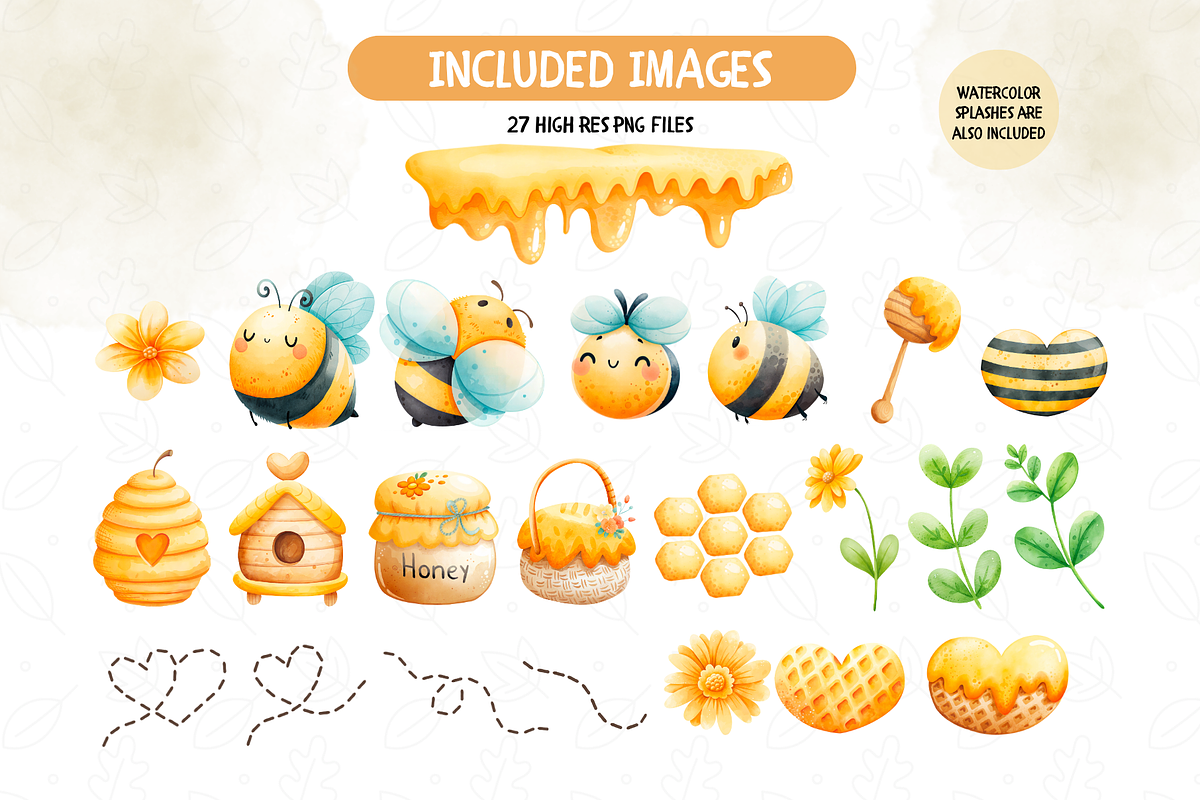 Cute Honey Bee Png Set, Honey Comb, an Illustration by TatiMockup (Photo 2 of 5)