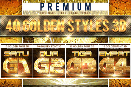40 Golden Font 3D
