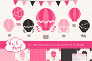 Hot Pink Hot Air Balloons & Patterns, an Illustration by Amanda Ilkov (Thumbnail 1 of 5)