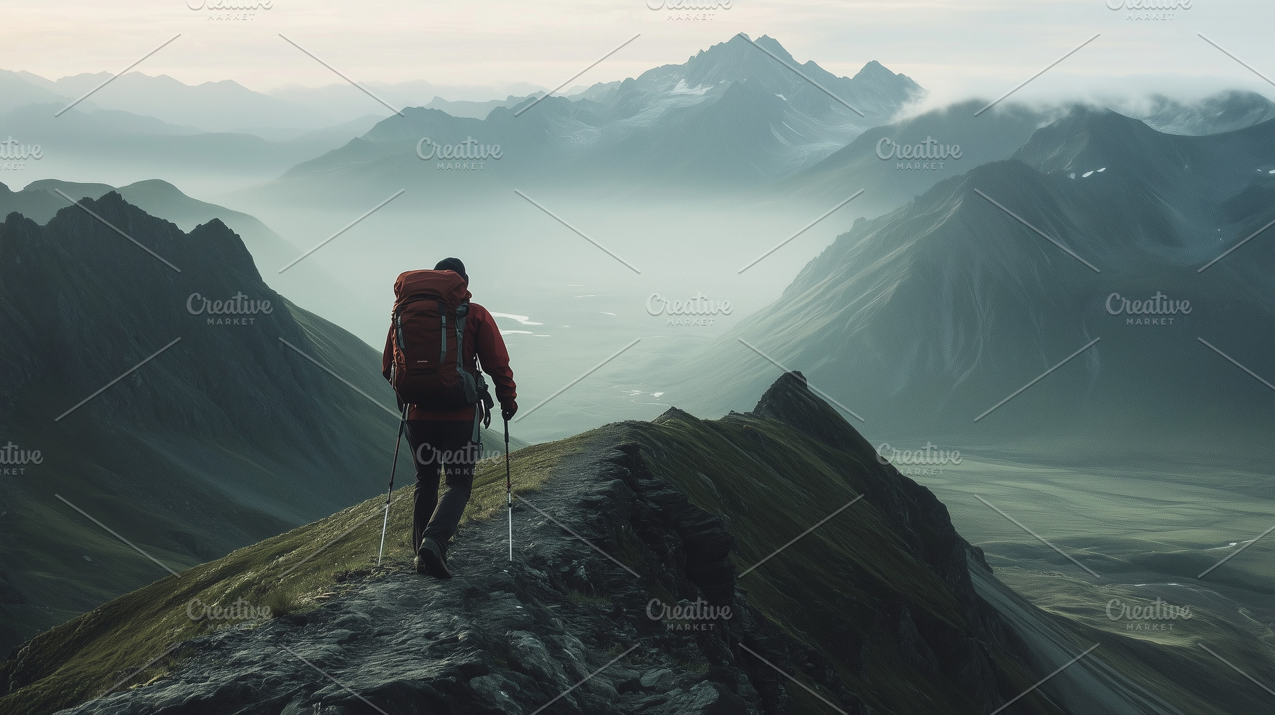 A lone hiker with a backpack, a Nature Photo by MistyDay