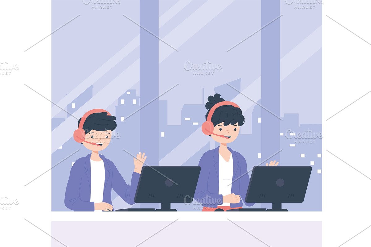 support service call center, a Person Illustration by studiogstock