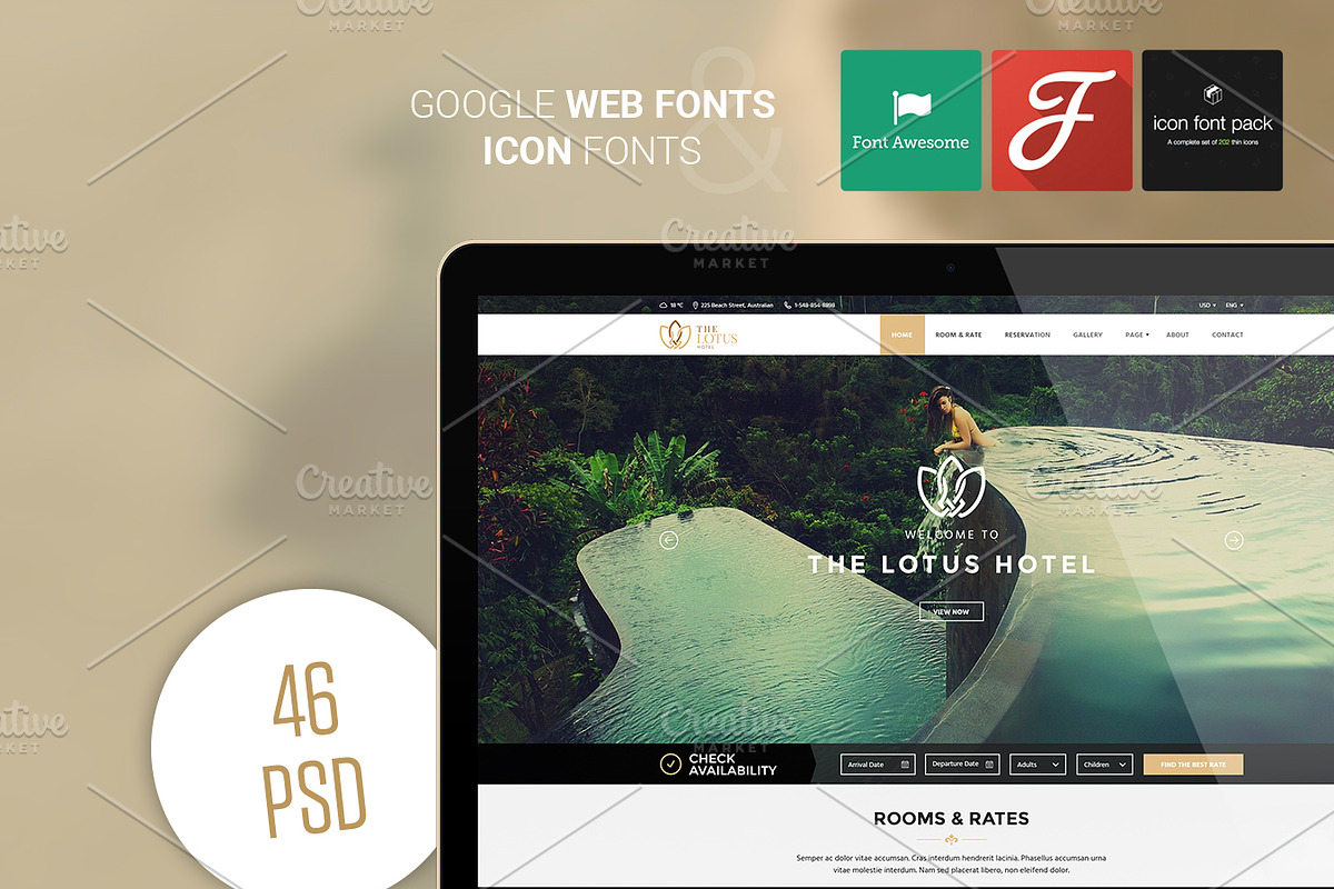 Lotus - Hotel Booking PSD Template, a Websites & App Template by EngoCreative.com (Photo 2 of 5)