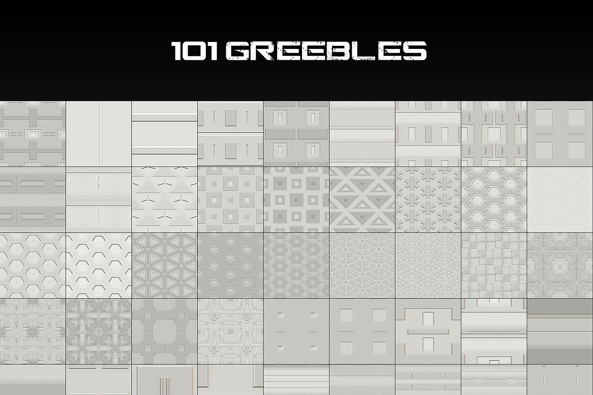 101 Greebles Scifi Panel Textures, a Texture Graphic by Material Forge (Photo 2 of 3)
