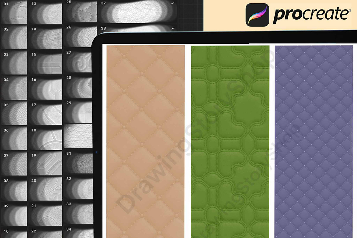 120 Procreate Leather Textures Brush, a Brush Add-On by DrawingStoryShop