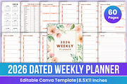 2026 Dated Weekly Planner Canva, a Stationery Template by Mustafiz (Thumbnail 1 of 5)