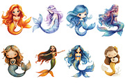 Fantasy Sea Mermaid Clipart Bundle, an Illustration by Pixels.Craft (Thumbnail 2 of 6)