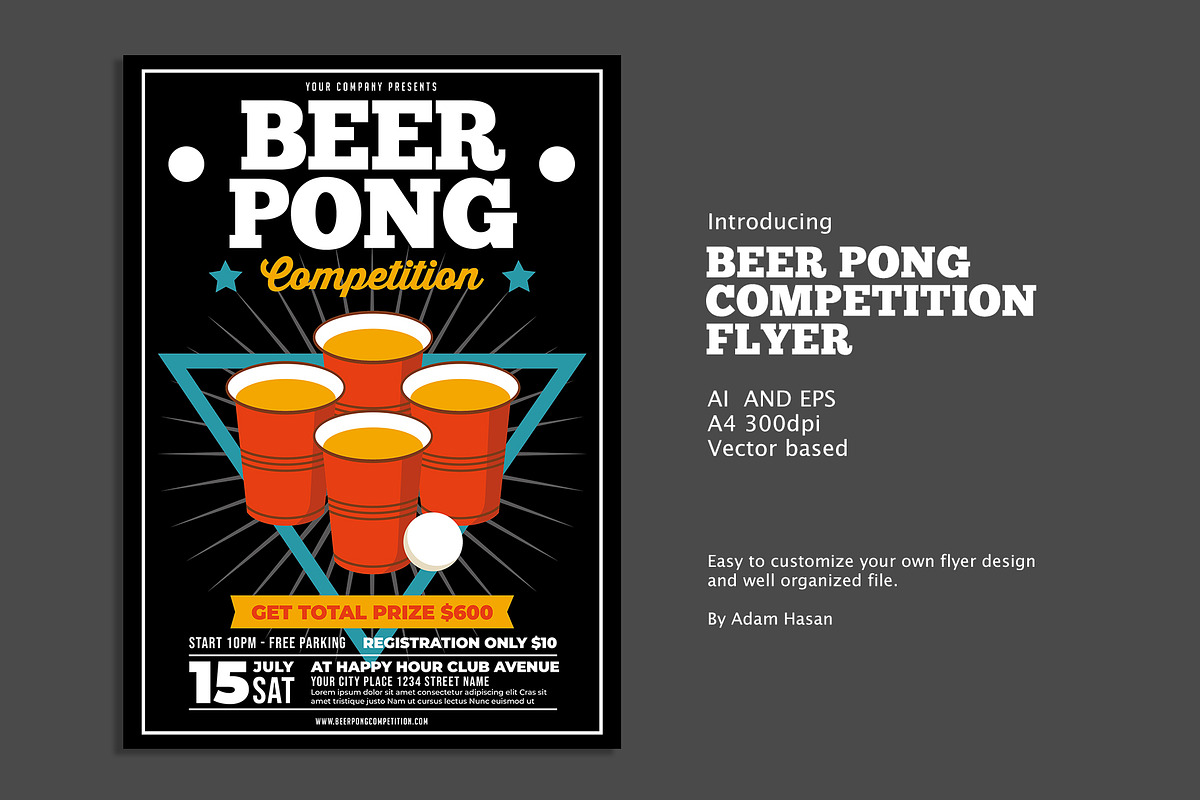 Beer Pong Competition flyer, a Flyer Template by AdamHasan (Photo 1 of 3)
