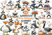 Witchy Goose Halloween Clipart Set, an Illustration by DreamCafeArt (Thumbnail 1 of 7)