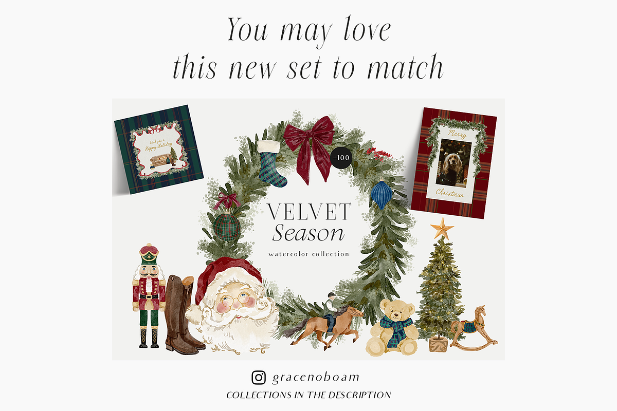 Watercolor Christmas Floral Bows, a Decorative Illustration by Grace Noboa Illustrations (Photo 24 of 24)