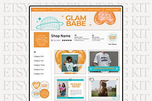Y2k Etsy Shop Kit Template, a Branding & Logo Template by Anna Design Studio