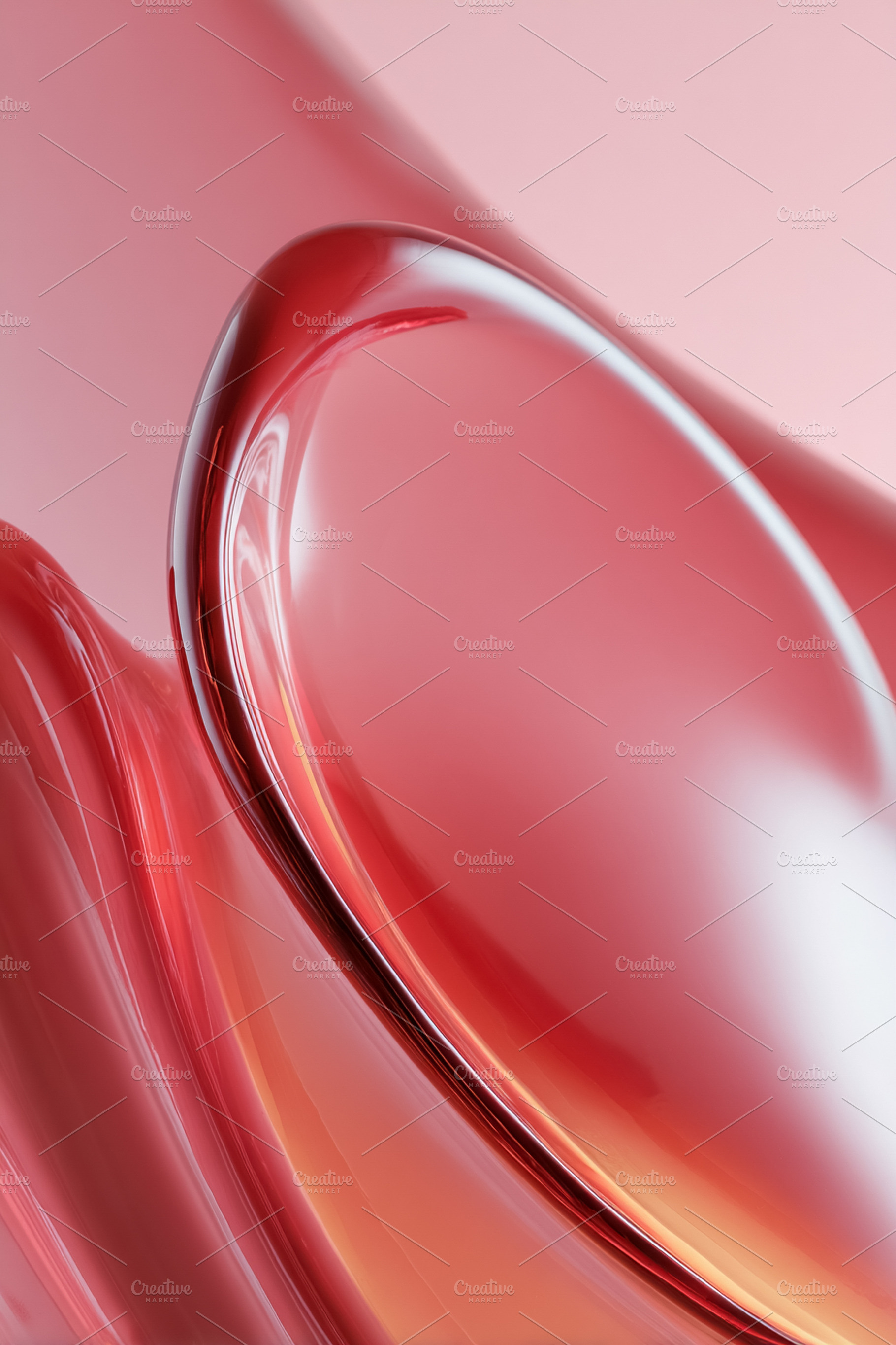 Abstract pink liquid wave creating flowing glossy curves with so, a Photo by Studio ANNA