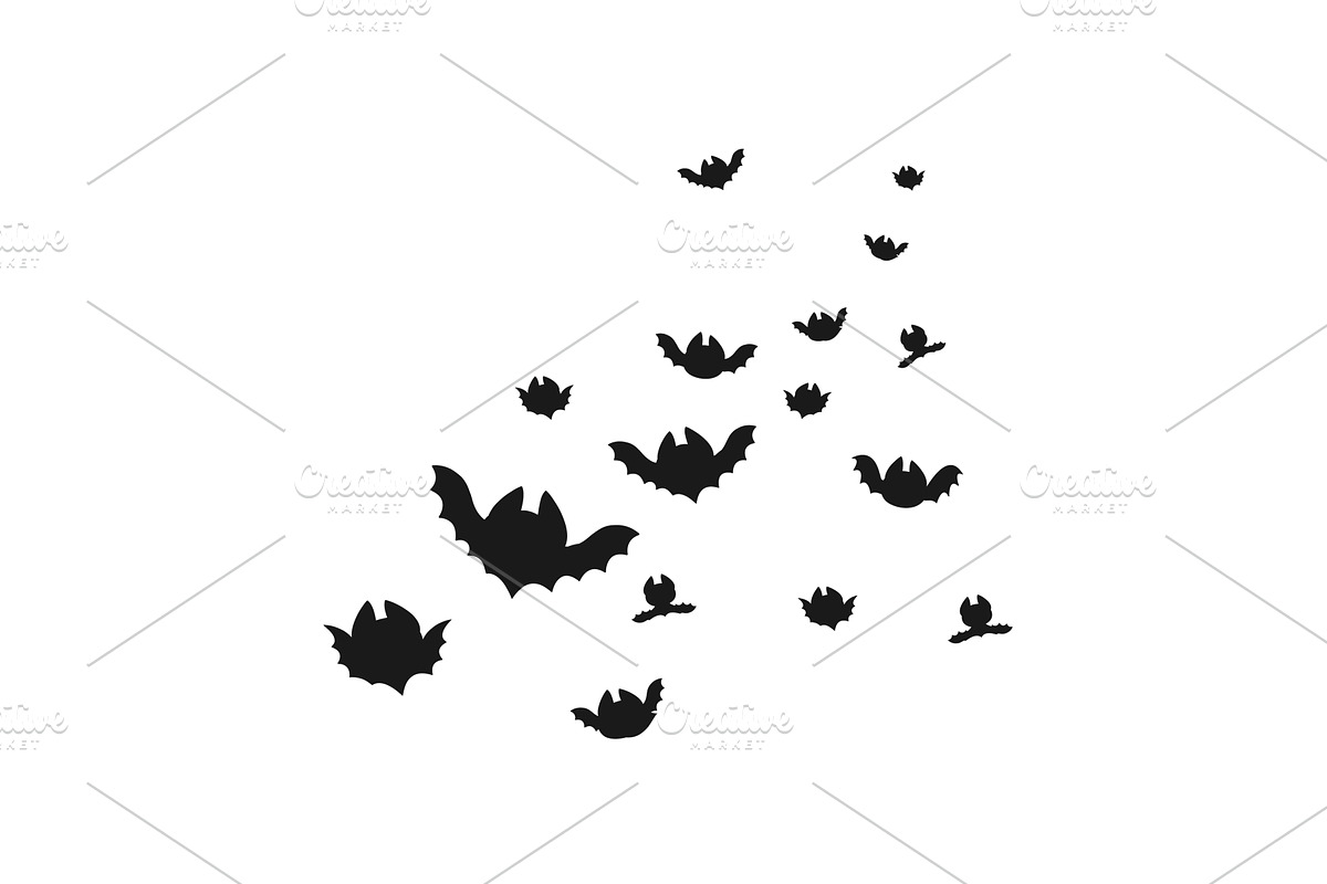 Flying black bats. Bat silhouettes, an Animal Illustration by Valerie Bodnar