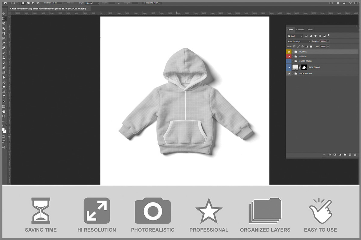 Kids Pullover Hoodie PSD, a Hoody Mockup by Bruno's Shop (Photo 2 of 3)