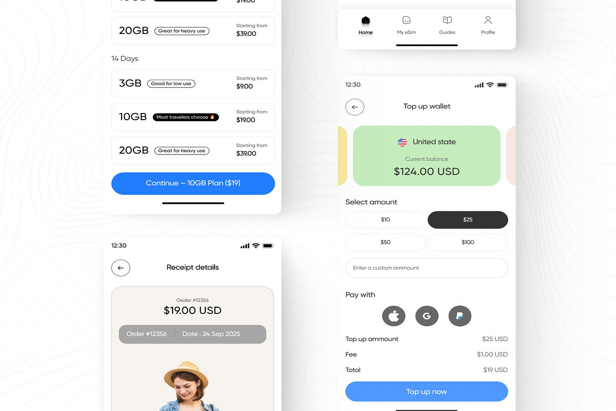 Global Esim App Product Ui Kit Dark, an UI Kit Template by Lumina_ui_ux202 (Photo 4 of 8)
