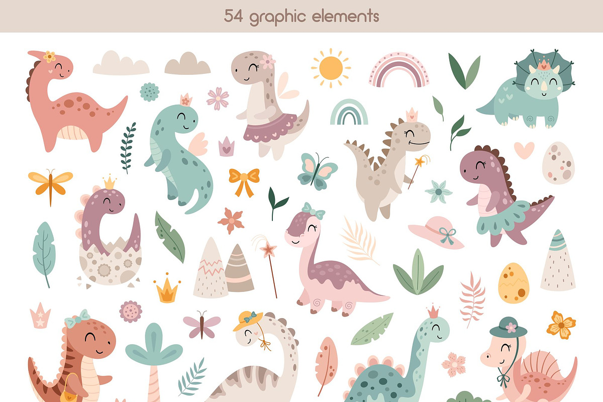 Dinosaur girl collection, an Animal Illustration by JulzaArt (Photo 2 of 9)