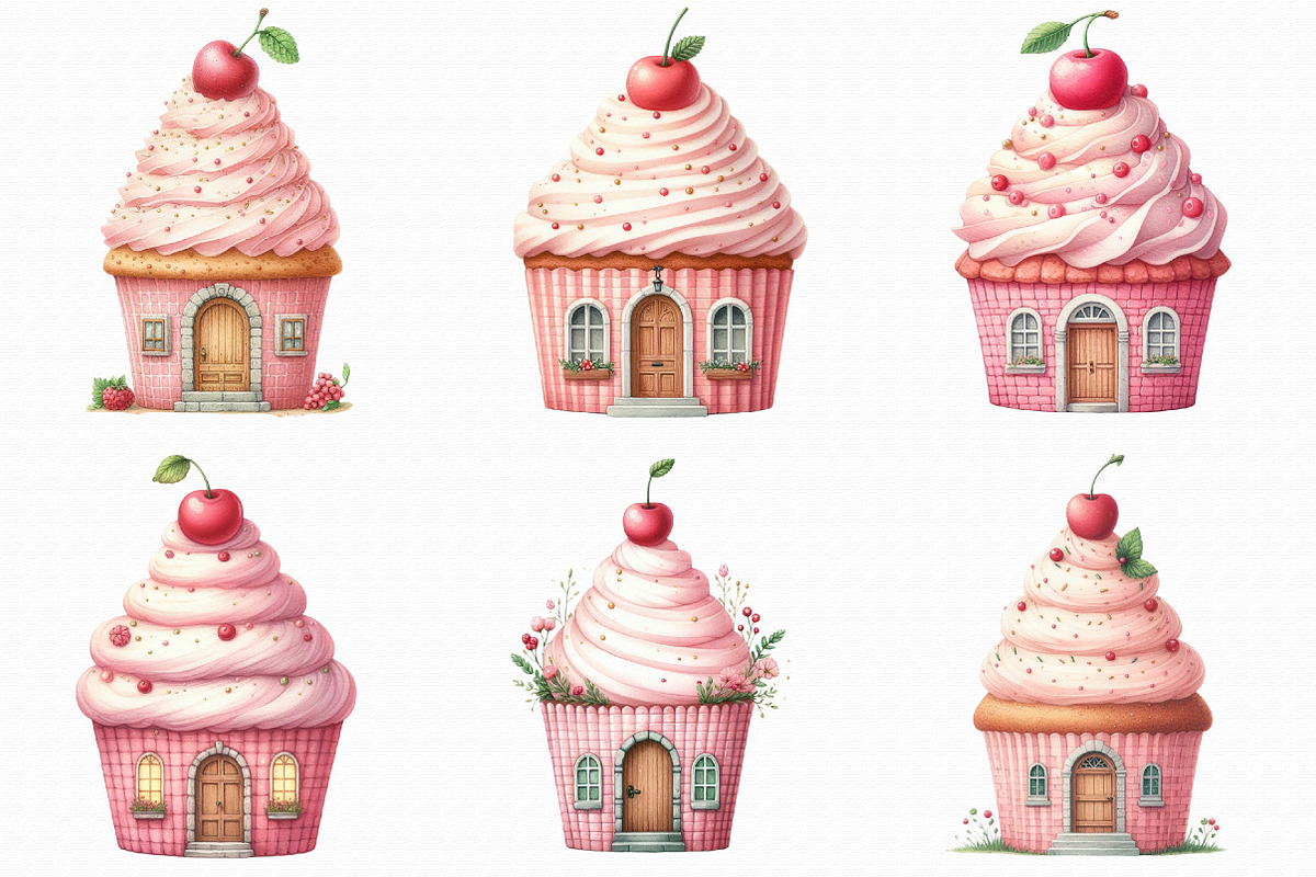 Cute Cupcake House Clipart, an Illustration by Libby Wishes (Photo 2 of 7)