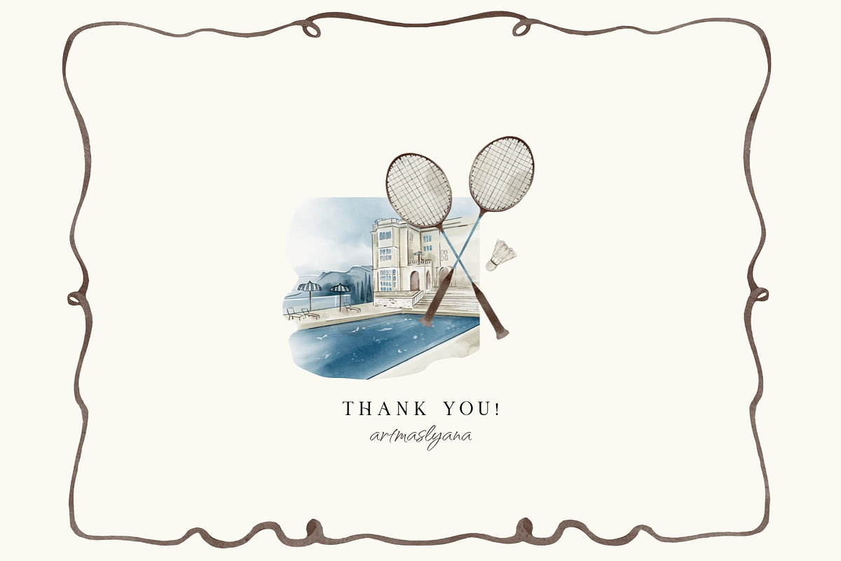 Badminton Vibe Hand Painted Clipart, a Sport Illustration by ArtMaslyana (Photo 7 of 7)