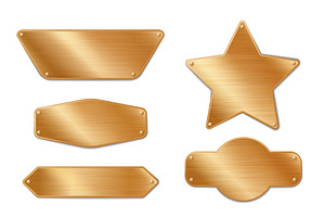 Gold metal tag set with mounting, an Illustration by art PVP - market