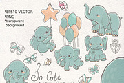 Baby Elephant Watercolor and vector, an Animal Illustration by JaneLane (Thumbnail 3 of 3)