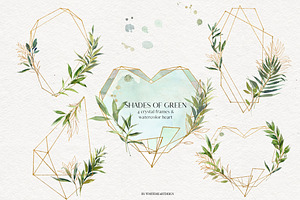 Shades Of Green Watercolor Clipart